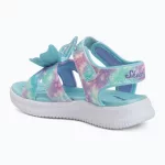 Skechers Butterfly brites kék-színes pillangós tépőzáras ledes világítós textil kislány gyermekszandál (303109N/AQMT)