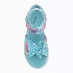Skechers Butterfly brites kék-színes pillangós tépőzáras ledes világítós textil kislány gyermekszandál (303109N/AQMT)
