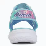 Skechers Butterfly brites kék-színes pillangós tépőzáras ledes világítós textil kislány gyermekszandál (303109N/AQMT)