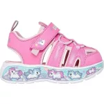 Skechers Cute crew pink unikornisos tépőzáras-gumifűzős mosógépben mosható zárt orrú textil kislány gyermekszandál (303162N-PKLP)