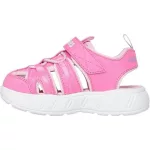Skechers Cute crew pink unikornisos tépőzáras-gumifűzős mosógépben mosható zárt orrú textil kislány gyermekszandál (303162N-PKLP)