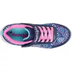 Skechers S Lights Heart lights- Boogie love sötétkék-színes szívecskés tépőzáras-gumifűzős ledes világítós textil kislány gyerekcipő (303257L-NVMT)