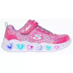 Skechers S Lights Heart lights- Boogie love pink szivecskés tépőzáras-gumifűzős ledes világítós textil kislány gyerekcipő (303257L-HPMT)