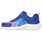 Skechers Bounder-Hydra cool sötétkék-lila-rózsaszín csillámos tépőzáras-gumifűzős vízálló textil kislány gyerekcipő (303452L-NVMT)