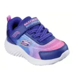 Skechers Bounder-Hydra cool sötétkék-lila-rózsaszín csillámos tépőzáras-gumifűzős vízálló textil kislány gyerekcipő (303452N-NVMT)