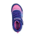 Skechers Bounder-Hydra cool sötétkék-lila-rózsaszín csillámos tépőzáras-gumifűzős vízálló textil kislány gyerekcipő (303452N-NVMT)