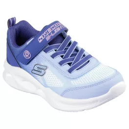  Skechers S Lights Sola glow-Ombre deluxe sötétkék-világoskék tépőzáras-gumifűzős ledes világítós textil kislány gyerekcipő (303714l-NVLB)