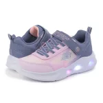 Skechers S Lights Sola glow-Ombre deluxe rózsaszín-szürke tépőzáras-gumifűzős ledes világítós textil kislány gyerekcipő (303714N-GYLP)