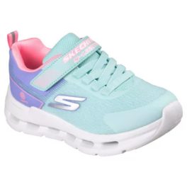   Skechers S Lights Glide-step lights kék-lila-pink tépőzáras-gumifűzős ledes világítós textil kislány gyerekcipő (303730L-AQMT)