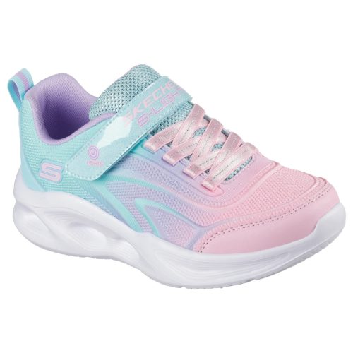 Skechers halvány lila-rózsaszín ledes világítós tépőzáras-gumifűzős kislány cipő