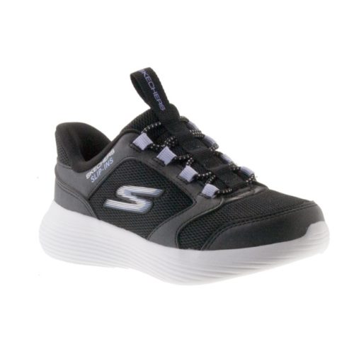 Skechers fekete-lila gumifűzős mosógépben mosható kislány cipő