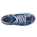 Siesta-Richter sötétkék-ezüst PATENTOS fűzős-cipzáras magasszárú bőr lány cipő