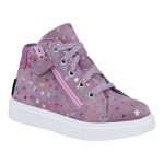 Siesta-Richter púder rózsaszín csillagos fűzős-cipzáras vízálló (sympatex) filc béléses velúr bőr kislány cipő