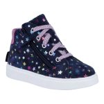 Siesta-Richter sötétkék csillagos fűzős-cipzáras vízálló (sympatex) filc béléses velúr bőr kislány cipő