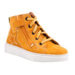 SIESTA-RICHTER fűzős/cipzáras sötét arany CSILLAGOS velúrbőr cipő