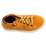 SIESTA-RICHTER fűzős/cipzáras sötét arany CSILLAGOS velúrbőr cipő