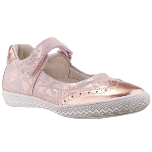 LEPI rózsaszín METÁL Virágos tépőzáras bőr balerina cipő