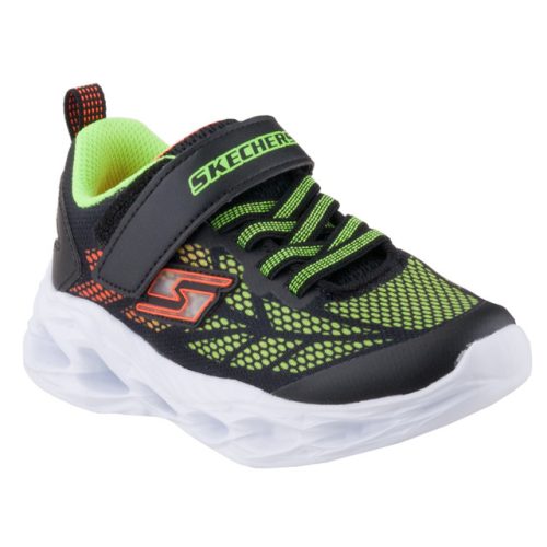 SKECHERS S LIGHTS VORTEX-FLASH fekete-neonzöld tépőzáras-gumifűzős VILÁGÍTÓS fiú sportcipő