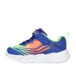 Skechers S Lights Flex-Glow ultra kék-neon-narancs tépőzáras-gumifűzős ledes világítós textil kisfiú gyerekcipő (400139N-BLMT)