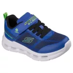 Skechers S Lights Glide-step lights kék-fekete tépőzáras-gumifűzős ledes világítós textil kisfiú gyerekcipő (400240L-BLBK)