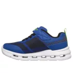 Skechers S Lights Glide-step lights kék-fekete tépőzáras-gumifűzős ledes világítós textil kisfiú gyerekcipő (400240L-BLBK)