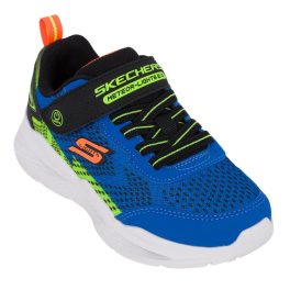   Skechers S Lights Meteor-lights kék-zöld tépőzáras-gumifűzős ledes világítós textil kisfiú gyerekcipő (401490L-BLBK)