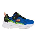 Skechers S Lights Meteor-lights kék-zöld tépőzáras-gumifűzős ledes világítós textil kisfiú gyerekcipő (401490L-BLBK)