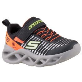 SKECHERS S LIGHTS fekete-narancssárga tépőzáras-gumifűzős VILÁGÍTÓS fiú sportcipő   SKECHERS S LIGHTS fekete-narancssárga tépőzáras-gumifűzős VILÁGÍTÓS fiú sportcipő