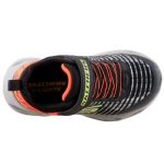 SKECHERS S LIGHTS fekete-narancssárga tépőzáras-gumifűzős VILÁGÍTÓS fiú sportcipő