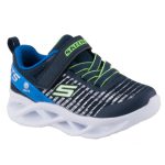 SKECHERS S LIGHTS TWISTY BRIGHTS sötétkék-zöld tépőzáras-gumifűzős VILÁGÍTÓS fiú sportcipő