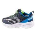 SKECHERS S LIGHTS TWISTY BRIGHTS sötétkék-zöld tépőzáras-gumifűzős VILÁGÍTÓS fiú sportcipő