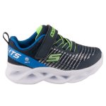 SKECHERS S LIGHTS TWISTY BRIGHTS sötétkék-zöld tépőzáras-gumifűzős VILÁGÍTÓS fiú sportcipő