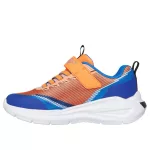 Skechers S Lights-Namics kék-narancssárga tépőzáras-gumifűzős ledes világítós textil kisfiú gyerekcipő (401661L-ORMT)