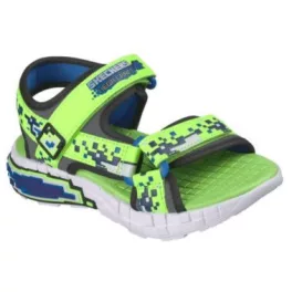   Skechers Mega-splash 4K lime zöld-fekete mega-craft tépőzáras mosógépben mosható textil kisfiú gyermekszandál (402161L-LMBK)