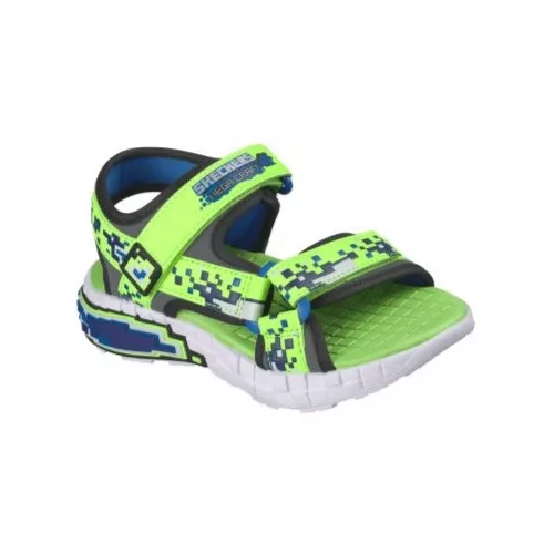 Skechers Mega-splash 4K lime zöld-fekete mega-craft tépőzáras mosógépben mosható textil kisfiú gyermekszandál (402161L-LMBK)