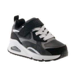 Skechers Uno Gen1 antracit szürke-fekete-fehér tépőzáras-gumifűzős cipő    Skechers Uno Gen1 antracit szürke-fekete-fehér tépőzáras-gumifűzős cipő