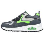 Skechers Uno Gen1 szürke-fekete-neonzöld fűzős bőrhatású anyag kisfiú gyerekcipő