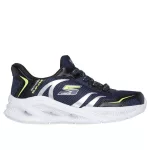 Skechers fekete-sötétkék gumifűzős ledes világítós fiú cipő
