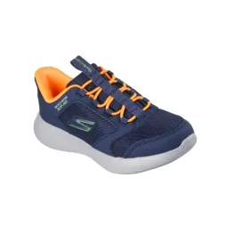   Skechers Go Run 400 V2-Turbo Brisk kék-narancssárga gumifűzős mosógépben mosható textil kisfiú gyerekcipő (403899L/NVOR) 