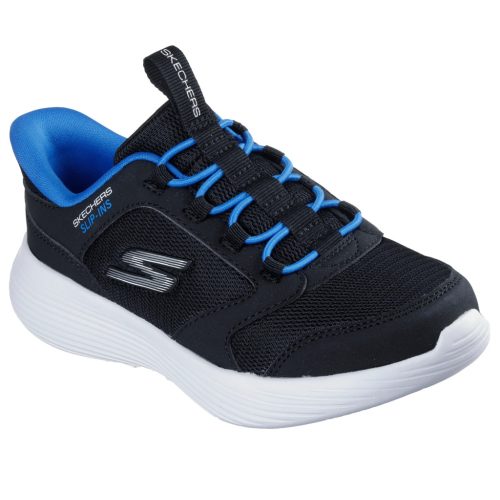 Skechers fekete-kék gumifűzős mosógépben mosható kisfiú cipő
