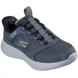   Skechers Go Run 400 V2-Turbo Brisk szürke-lime gumifűzős mosógépben mosható textil kisfiú gyerekcipő (403899L/CCBK) 
