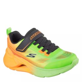   Skechers Tidal-tech neonzöld-narancssárga tépőzáras-gumifűzős mosógépben mosható textil kisfiú gyerekcipő (404040L-LMMT)