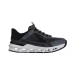 Skechers Glide-Step plus-Vista lane szürke-fekete gumifűzős slip-in mosógépben mosható textil kisfiú gyerekcipő (404203L-CCBK)