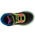 Skechers fekete-menta zöld tépőzáras-gumifűzős mosógépben mosható kisfiú cipő