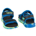Skechers S Lights Sola glow sandal fekete-kék tépőzáras ledes világítós szintetikus kisfiú gyermekszandál (407032L-BKBL)