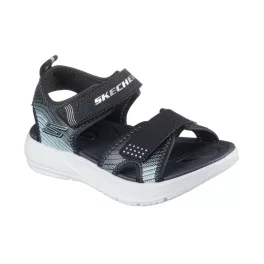   Skechers Microspec-Splash fekete 2 tépőzáras mosógépben mosható szintetikus-textil kisfiú gyermekszandál (407034L/BKSL)