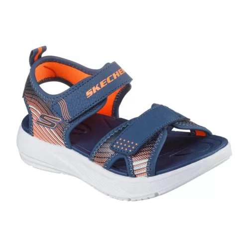 Skechers Microspec-Splash sötétkék-narancssárga 2 tépőzáras mosógépben mosható szintetikus-textil kisfiú gyermekszandál (407034N/NVOR)