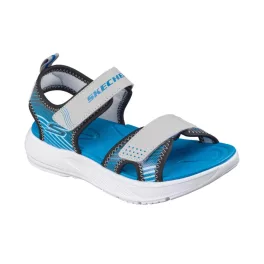   Skechers Microspec-Splash szürke-kék 2 tépőzáras mosógépben mosható szintetikus-textil kisfiú gyermekszandál (407034L/GYBL)