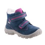 Siesta-Richter 2 tépőzáras sötétkék-ciklámen pink Richtex (Vízálló) velúr bőr bundás téli kislány cipő