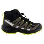 Salomon XA Pro V8 Mid CSWP J neon sárga-sötét zöld színű összehúzós VÍZÁLLÓ magasszárú fiú cipő